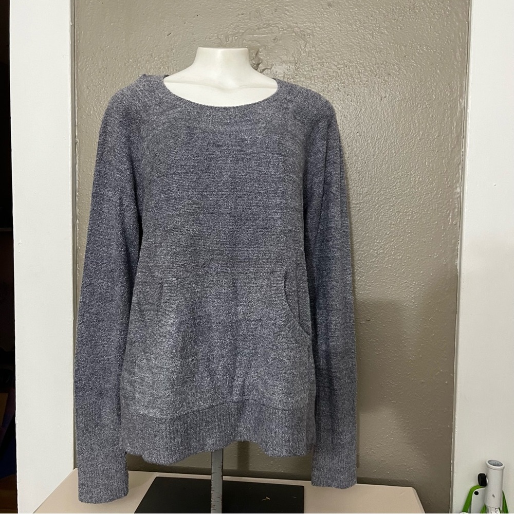 Barefoot Dreams CozyChic Lite Raglan Sweater Pacific Blue Size L NWT - Picture 3 of 14